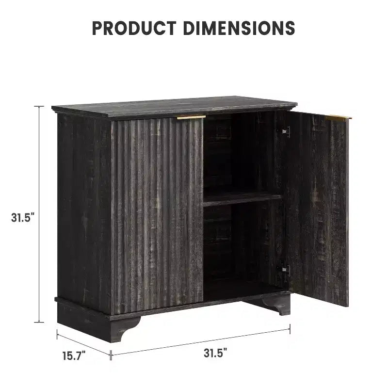 Fluted Sideboard Buffet Cabinet with Storage, 2 Door Kitchen Storage Cabinet, Coffee Bar Buffet Cabinetry with Adjustable Shelves