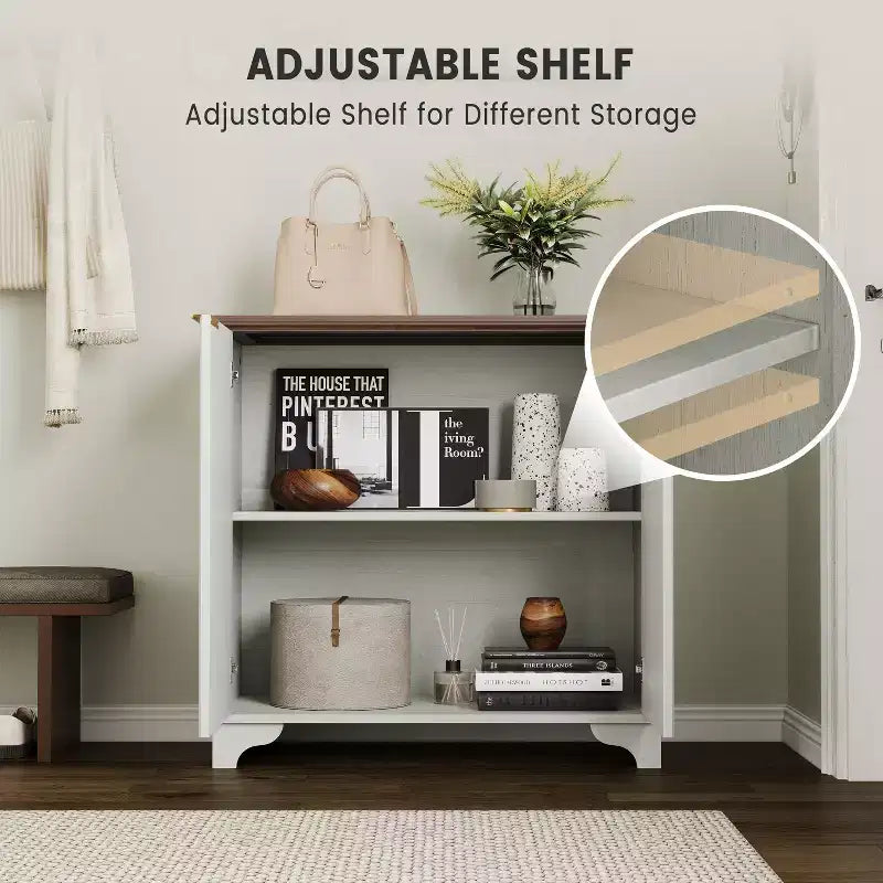 Fluted Sideboard Buffet Cabinet with Storage, 2 Door Kitchen Storage Cabinet, Coffee Bar Buffet Cabinetry with Adjustable Shelves