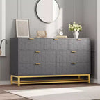53.5 Dresser for Bedroom,Modern 7 Drawer Triple Dresser with Gold Accents,Long Storage Organizer for TV Stand & Closet,Large Chest of Drawers