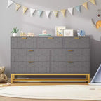 53.5 Dresser for Bedroom,Modern 7 Drawer Triple Dresser with Gold Accents,Long Storage Organizer for TV Stand & Closet,Large Chest of Drawers