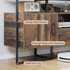 TROPOW Mid Century Modern TV Stand - 75 Inch Entertainment Center with Storage & Drawer, Industrial Console for Living Room, Rustic Brown