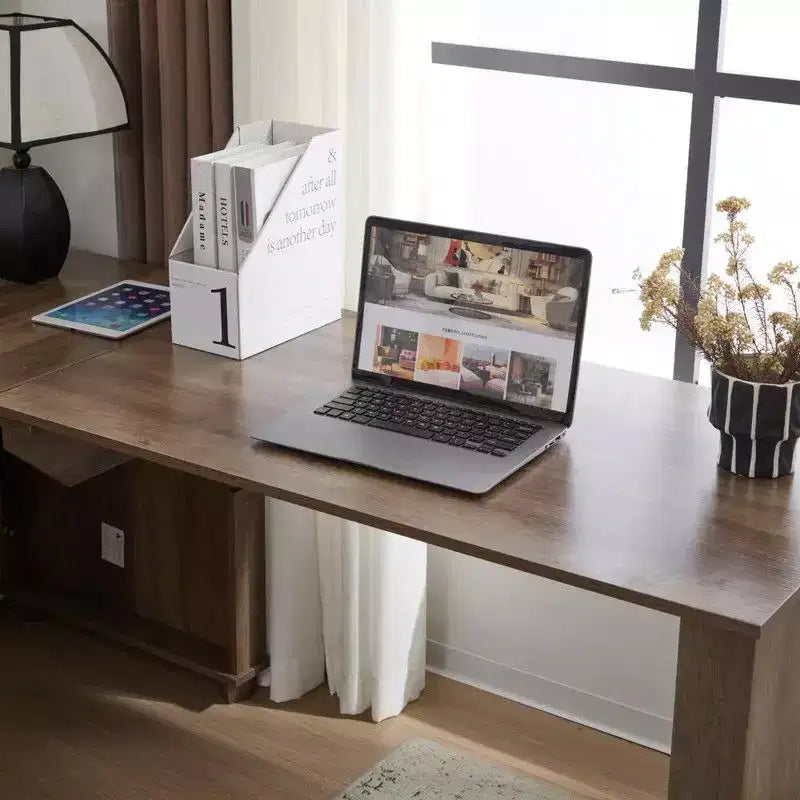 71'' L-Shaped Lift Top Computer Desk with Storage Drawers ,File Cabinet and Convenient Charging,Home Office Desk, Wood Executive Corner Desk