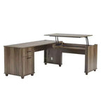 71'' L-Shaped Lift Top Computer Desk with Storage Drawers ,File Cabinet and Convenient Charging,Home Office Desk, Wood Executive Corner Desk