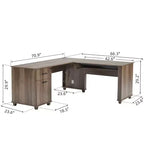 71'' L-Shaped Lift Top Computer Desk with Storage Drawers ,File Cabinet and Convenient Charging,Home Office Desk, Wood Executive Corner Desk