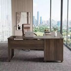 71'' L-Shaped Lift Top Computer Desk with Storage Drawers ,File Cabinet and Convenient Charging,Home Office Desk, Wood Executive Corner Desk