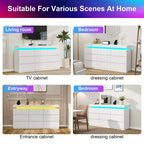 Dyonery 9-Drawer Dresser with Power Outlet and LED Light, 3-Tier Modern Storage Chest with Ample Capacity & Smooth Glides for Bedrooms