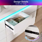 Dyonery 9-Drawer Dresser with Power Outlet and LED Light, 3-Tier Modern Storage Chest with Ample Capacity & Smooth Glides for Bedrooms