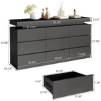 Dyonery 9-Drawer Dresser with Power Outlet and LED Light, 3-Tier Modern Storage Chest with Ample Capacity & Smooth Glides for Bedrooms