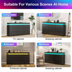 Dyonery 9-Drawer Dresser with Power Outlet and LED Light, 3-Tier Modern Storage Chest with Ample Capacity & Smooth Glides for Bedrooms