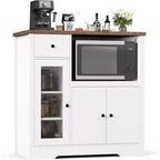 Storage Cabinet with Adjustable Shelves and Microwave Stand  Buffet Sideboard with Drawer, Single and Double Doors, Modern Kitchen Organizer