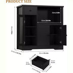 Storage Cabinet with Adjustable Shelves and Microwave Stand  Buffet Sideboard with Drawer, Single and Double Doors, Modern Kitchen Organizer
