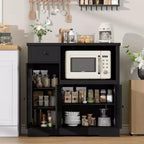 Storage Cabinet with Adjustable Shelves and Microwave Stand  Buffet Sideboard with Drawer, Single and Double Doors, Modern Kitchen Organizer