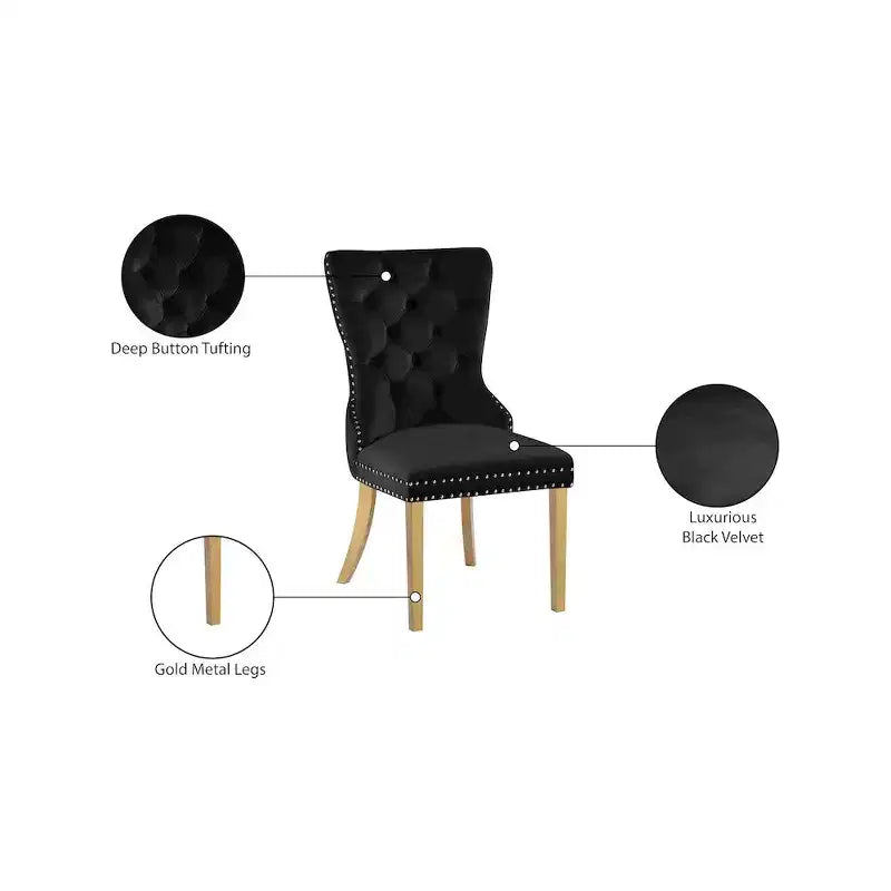 Meridian Furniture,Carmen Velvet Dining Chairs, Set of 2