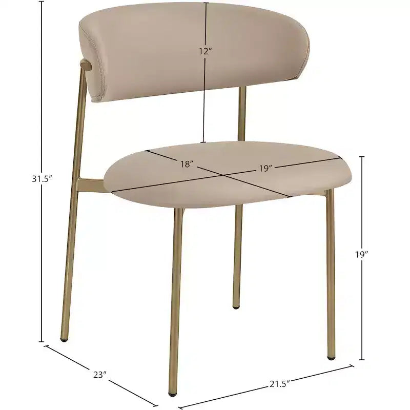 Meridian Furniture,Lupita Taupe Vegan Leather Dining Chair, Set of 2
