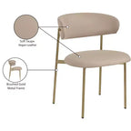 Meridian Furniture,Lupita Taupe Vegan Leather Dining Chair, Set of 2