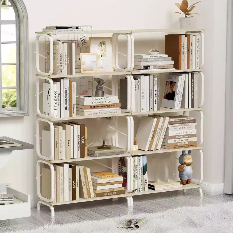 Floor Standing Tall Bookshelf, Vintage 5 Tier Display Storage Open Bookshelf, Industrial Tall Bookcase Organizer for Living Room Bedroom Home Office