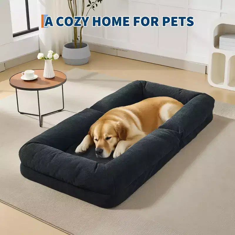 64,9 Grande pouf per adulti e animali domestici con 5 posizioni regolabili, 2 morbidi cuscini, chaise longue a pouf in ciniglia
