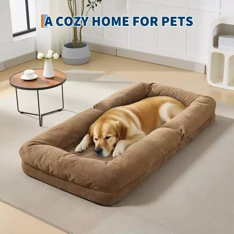 64,9 Grande pouf per adulti e animali domestici con 5 posizioni regolabili, 2 morbidi cuscini, chaise longue a pouf in ciniglia
