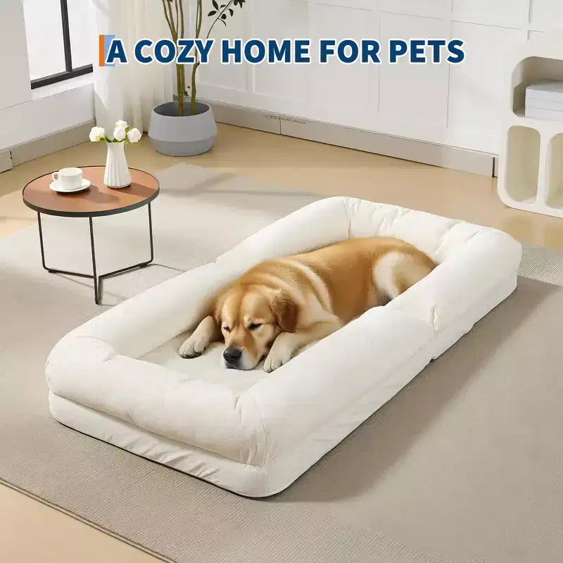 64,9 Grande pouf per adulti e animali domestici con 5 posizioni regolabili, 2 morbidi cuscini, chaise longue a pouf in ciniglia