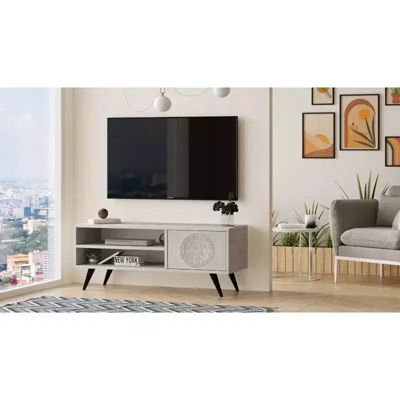 Mobile TV HomeStock Cloud TV Unit con Piedini in Legno 43 Pollici Pietra -Stampa UV