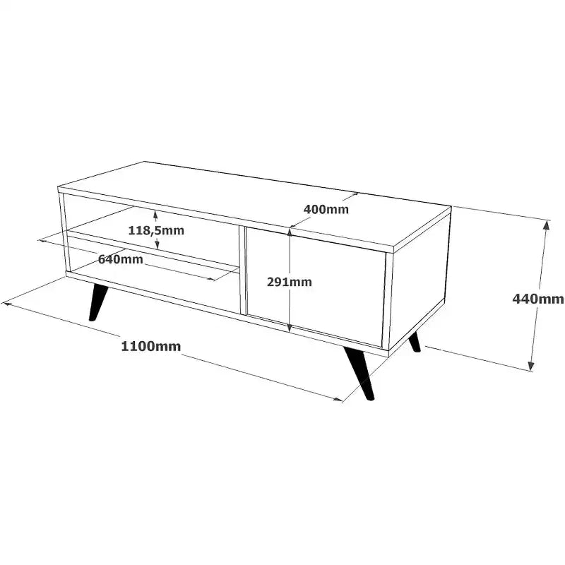 Mobile TV HomeStock Cloud TV Unit con Piedini in Legno 43 Pollici Pietra -Stampa UV