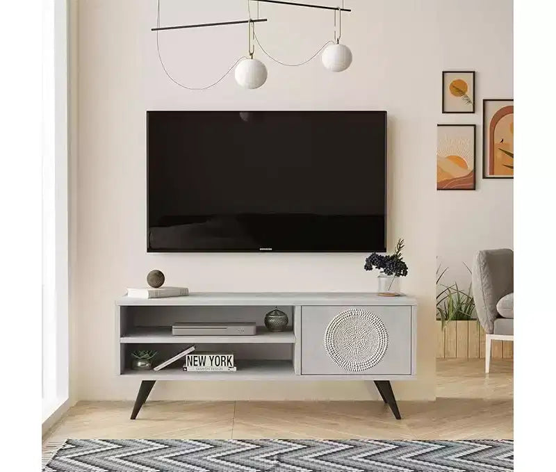 Mobile TV HomeStock Cloud TV Unit con Piedini in Legno 43 Pollici Pietra -Stampa UV