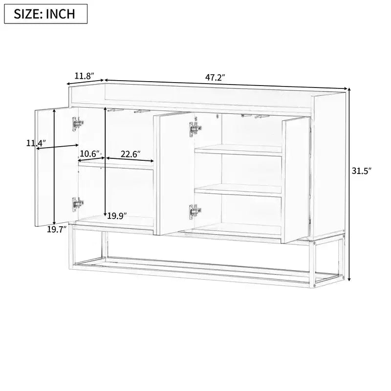 Hostack Madia Moderna Elegante Credenza con Ampio Spazio di Archiviazione per Sala da Pranzo, Ingresso