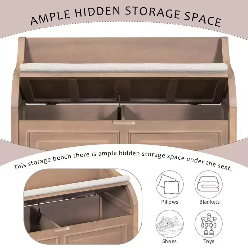 GDFStudio Fanny Panca Contenitore Multifunzionale da Ingresso con Seduta Imbottita e Cerniera di Sicurezza