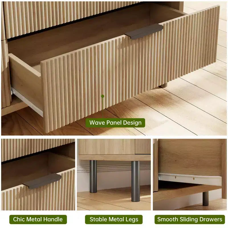 Comò a 5 cassetti Fulvari per camera da letto, cassettiera in legno da 37 pollici con maniglia color oro, organizer comò portaoggetti in legno, comò per armadio