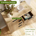 Comò a 5 cassetti Fulvari per camera da letto, cassettiera in legno da 37 pollici con maniglia color oro, organizer comò portaoggetti in legno, comò per armadio