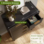 Comò a 5 cassetti Fulvari per camera da letto, cassettiera in legno da 37 pollici con maniglia color oro, organizer comò portaoggetti in legno, comò per armadio