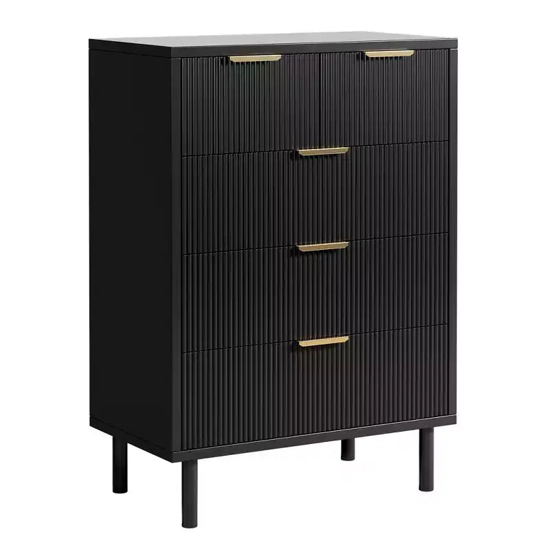 Comò a 5 cassetti Fulvari per camera da letto, cassettiera in legno da 37 pollici con maniglia color oro, organizer comò portaoggetti in legno, comò per armadio