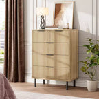 Comò a 5 cassetti Fulvari per camera da letto, cassettiera in legno da 37 pollici con maniglia color oro, organizer comò portaoggetti in legno, comò per armadio