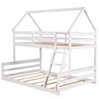 Letto a castello in legno, con struttura a casetta in legno massiccio, scaletta incorporata, convertibile in 2 letti singoli, letto a castello a terra per bambini e ragazzi
