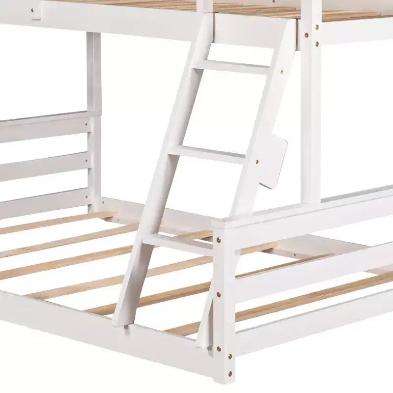 Letto a castello in legno, con struttura a casetta in legno massiccio, scaletta incorporata, convertibile in 2 letti singoli, letto a castello a terra per bambini e ragazzi