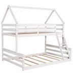 Letto a castello in legno, con struttura a casetta in legno massiccio, scaletta incorporata, convertibile in 2 letti singoli, letto a castello a terra per bambini e ragazzi