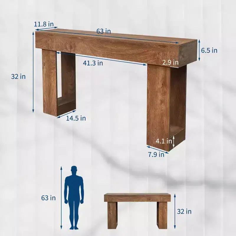 Tavolo consolle in legno massello per ingresso, tavolino da divano da 63 pollici in stile rustico per ingresso dietro il divano, tavolini rettangolari per soggiorno, corridoio, atrio