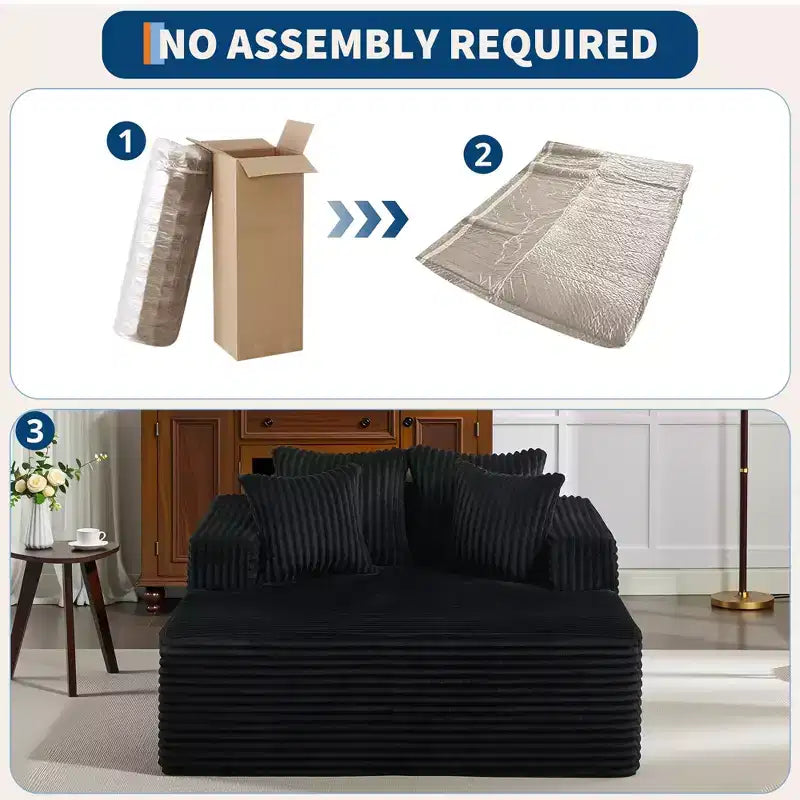 Chaise longue 61'', divano imbottito comodo e oversize extra-large con cuscini, divano per la lettura, divano cloud in morbida pelliccia sintetica