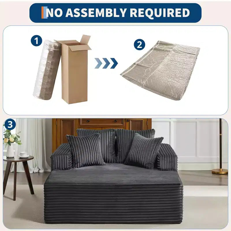 Chaise longue 61'', divano imbottito comodo e oversize extra-large con cuscini, divano per la lettura, divano cloud in morbida pelliccia sintetica
