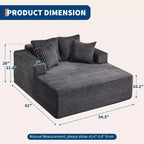 Chaise longue 61'', divano imbottito comodo e oversize extra-large con cuscini, divano per la lettura, divano cloud in morbida pelliccia sintetica