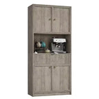 Credenza alta da cucina 70", credenza in legno scanalato con ripiani regolabili, mobiletto indipendente per il bagno