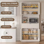 Credenza alta da cucina 70", credenza in legno scanalato con ripiani regolabili, mobiletto indipendente per il bagno