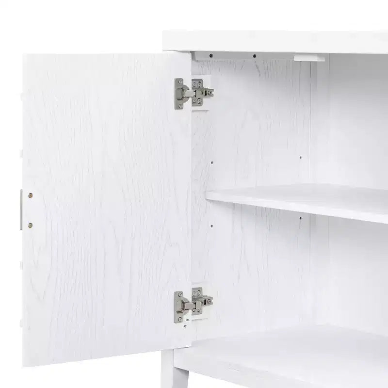Hostack Madia Retrò con Scanalature Circolari, Maniglie Rotonde in Metallo per Ingresso, Sala da Pranzo e Soggiorno, Bianco