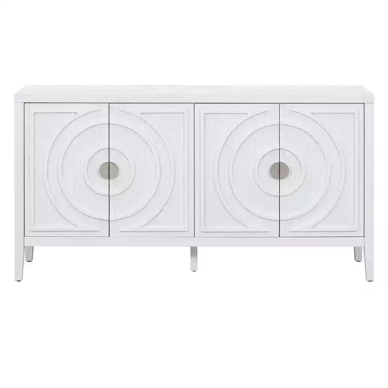 Hostack Madia Retrò con Scanalature Circolari, Maniglie Rotonde in Metallo per Ingresso, Sala da Pranzo e Soggiorno, Bianco