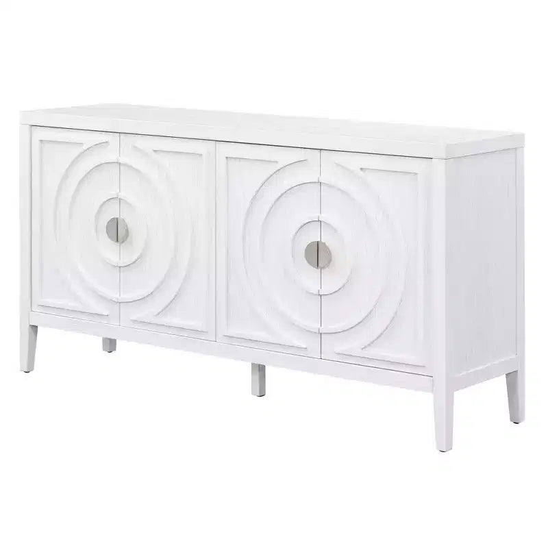 Hostack Madia Retrò con Scanalature Circolari, Maniglie Rotonde in Metallo per Ingresso, Sala da Pranzo e Soggiorno, Bianco
