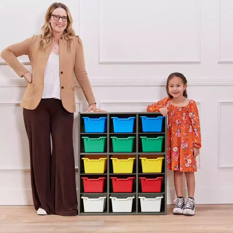 Mobile a 15 Scomparti ECR4Kids Streamline e 15 Contenitori con Apertura Frontale, 5x3, Mobili per Bambini