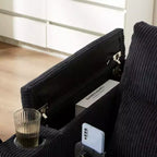 Polibi Divano-chaise longue componibile in velluto a coste con porte USB, portabicchieri, supporto per telefono e contenitore nel bracciolo