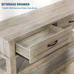 Tavolino da ingresso GustoWave, Tavolo consolle con 2 cassetti portaoggetti, Tavolo da divano in legno rustico a 3 livelli, Tavoli da corridoio, Grigio rustico