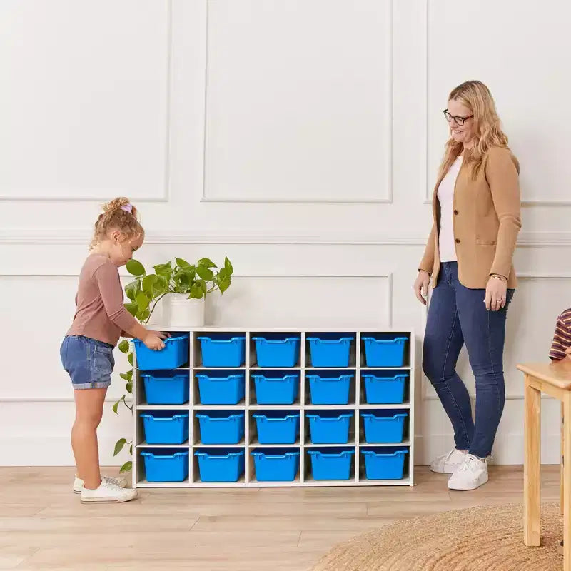 Armadietto a 20 scomparti ECR4Kids Streamline con 20 contenitori frontali a incavo, 4x5, mobili per bambini