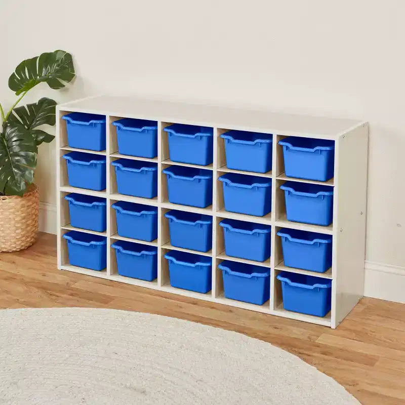 Armadietto a 20 scomparti ECR4Kids Streamline con 20 contenitori frontali a incavo, 4x5, mobili per bambini